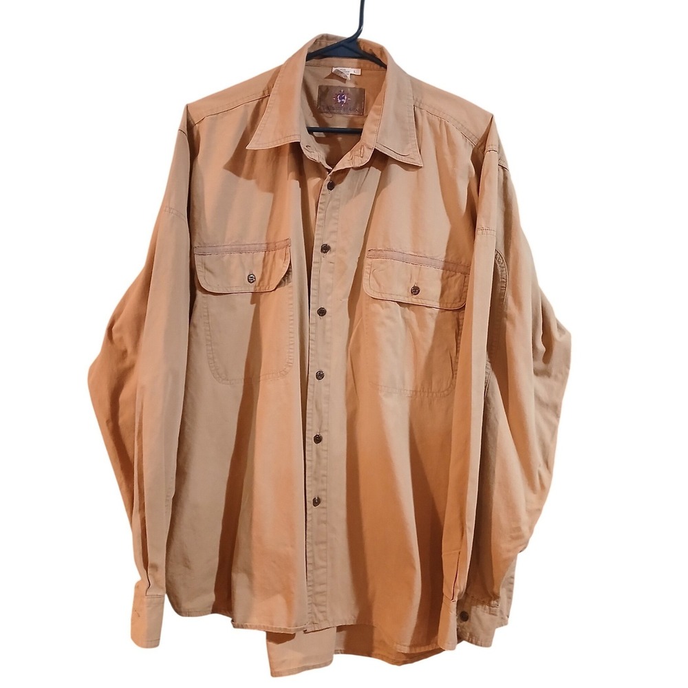 The Territory Ahead Mens L Khaki Tan Cotton Long Sleeve Button Down Shirt